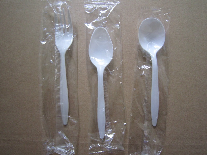 Individually wrapped plastic cutlery